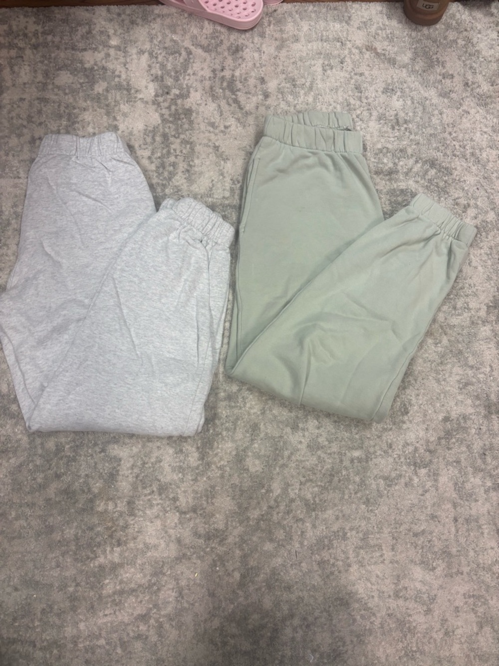 Brandy Melville Light Gray & Sage Green Track Joggers